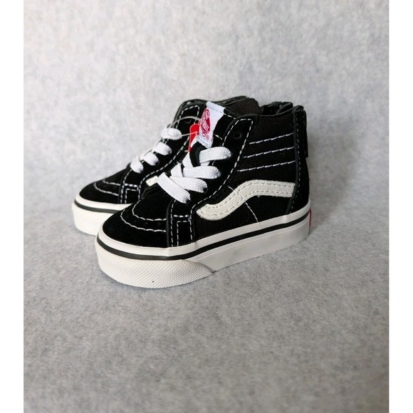 Vans Toddlers Sk8Hi Zip Shoes | 2c Black/White | Authentic New - 2 Toddler - Picture 8 of 14